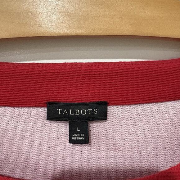 Talbots | Top Red Pullover Textured Ribbed 3/4 Sleeves- Size Large - Picture 5 of 8